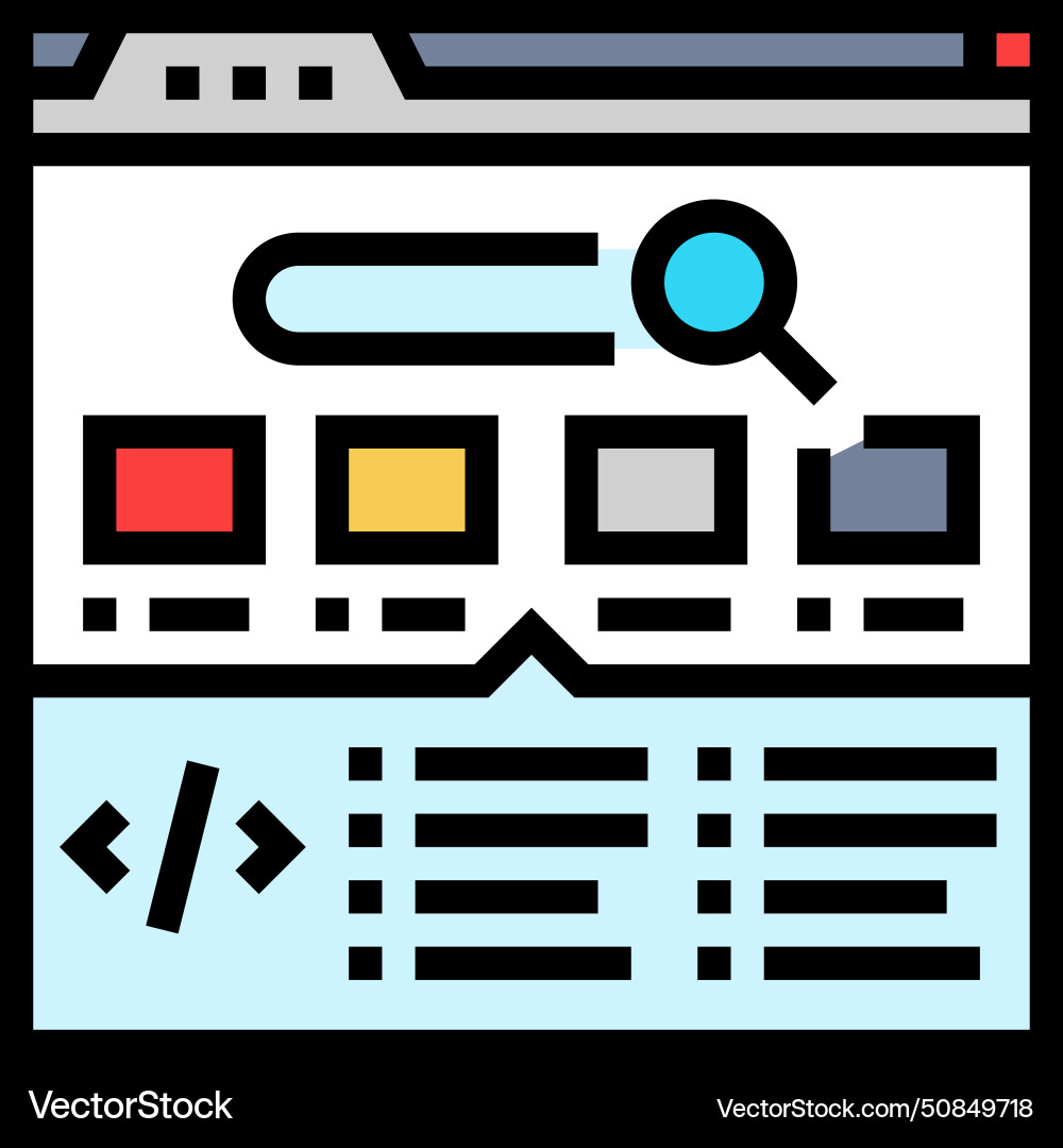 Structured data markup seo color icon Structured data markup seo color icon vector image