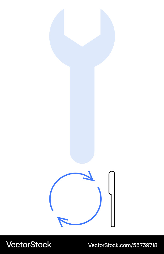 Wrench rotation arrows and simple line tool Wrench rotation arrows and simple line tool vector image