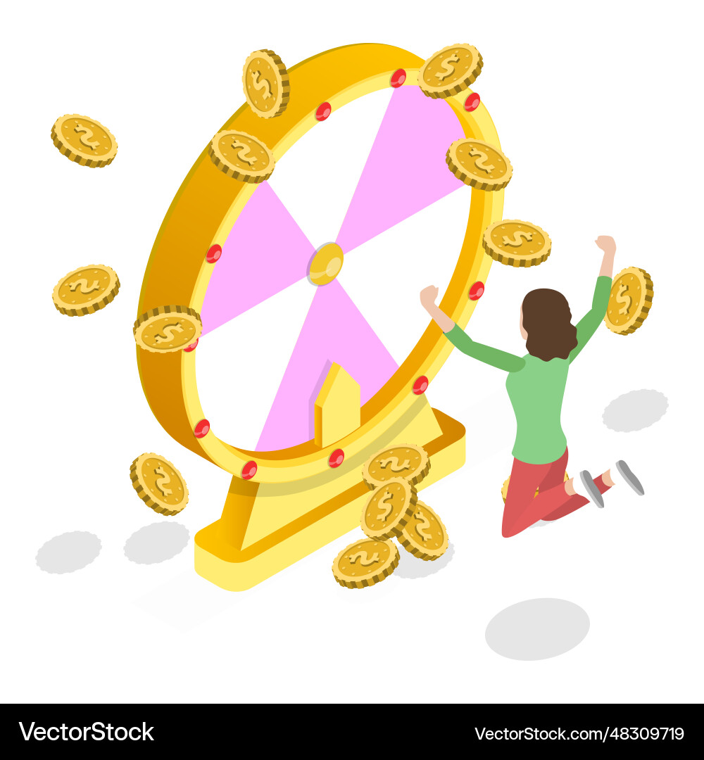 3d isometric flat set of lottery winners 3d isometric flat set of lottery winners vector image