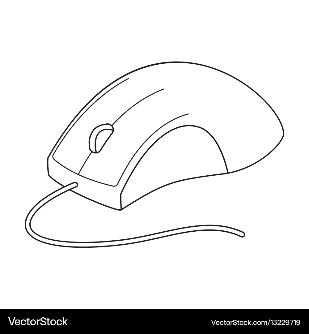 Computer mouse icon in outline style isolated vector image