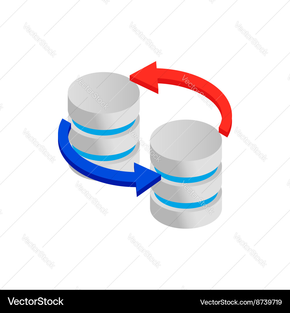 Database Synchronization Icon - Isometric vector image