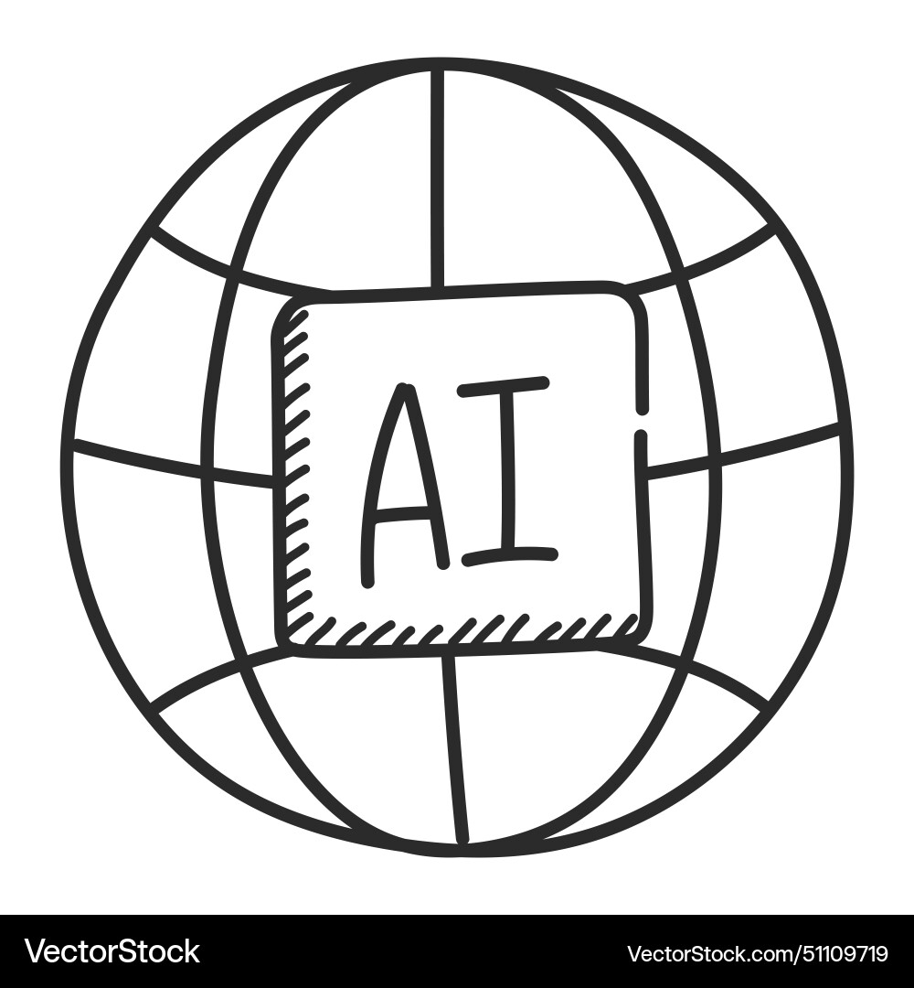 Generative artificial intelligence doodle icon Generative artificial intelligence doodle icon vector image