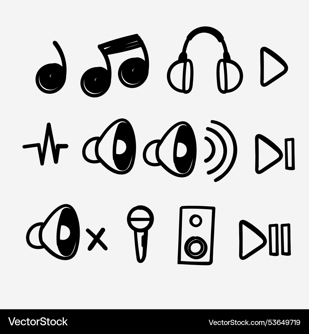 Hand drawn doodle audio related icon Vector Image