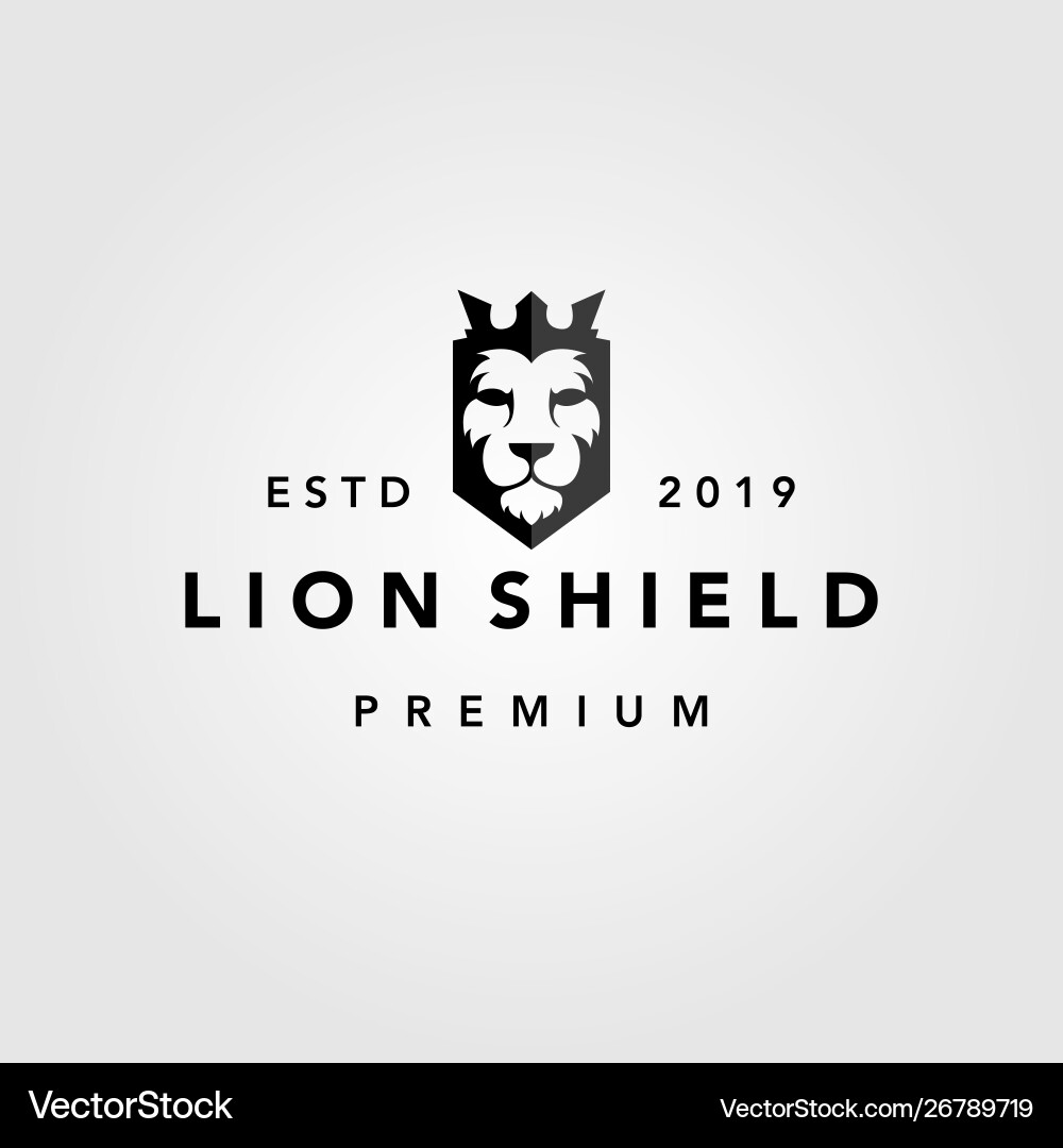 Lion Shield Logo - Vintage Crown Icon Vektorbild