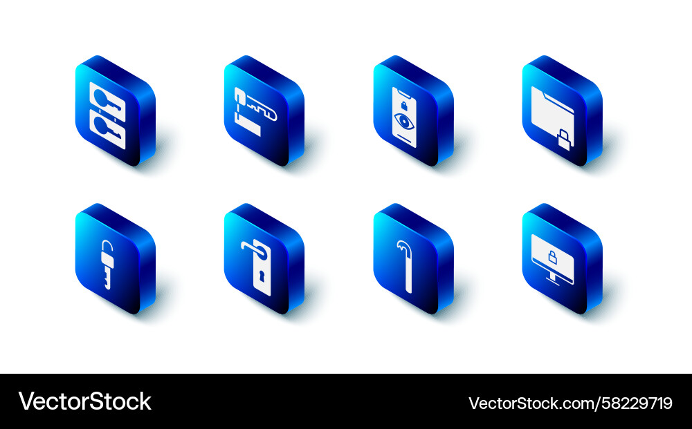 Lock and Key Icon Set Vector Image