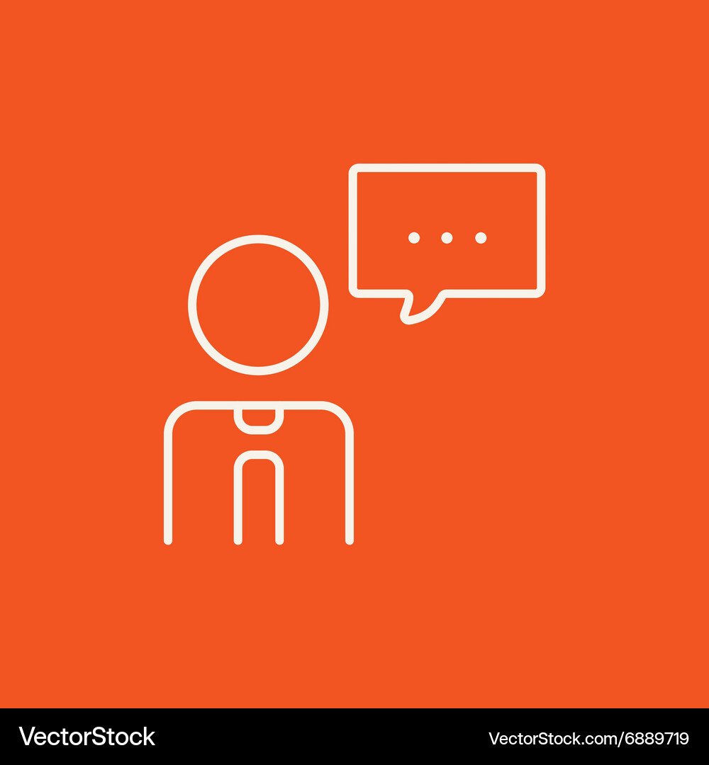 Man with speech square line icon Vector Image