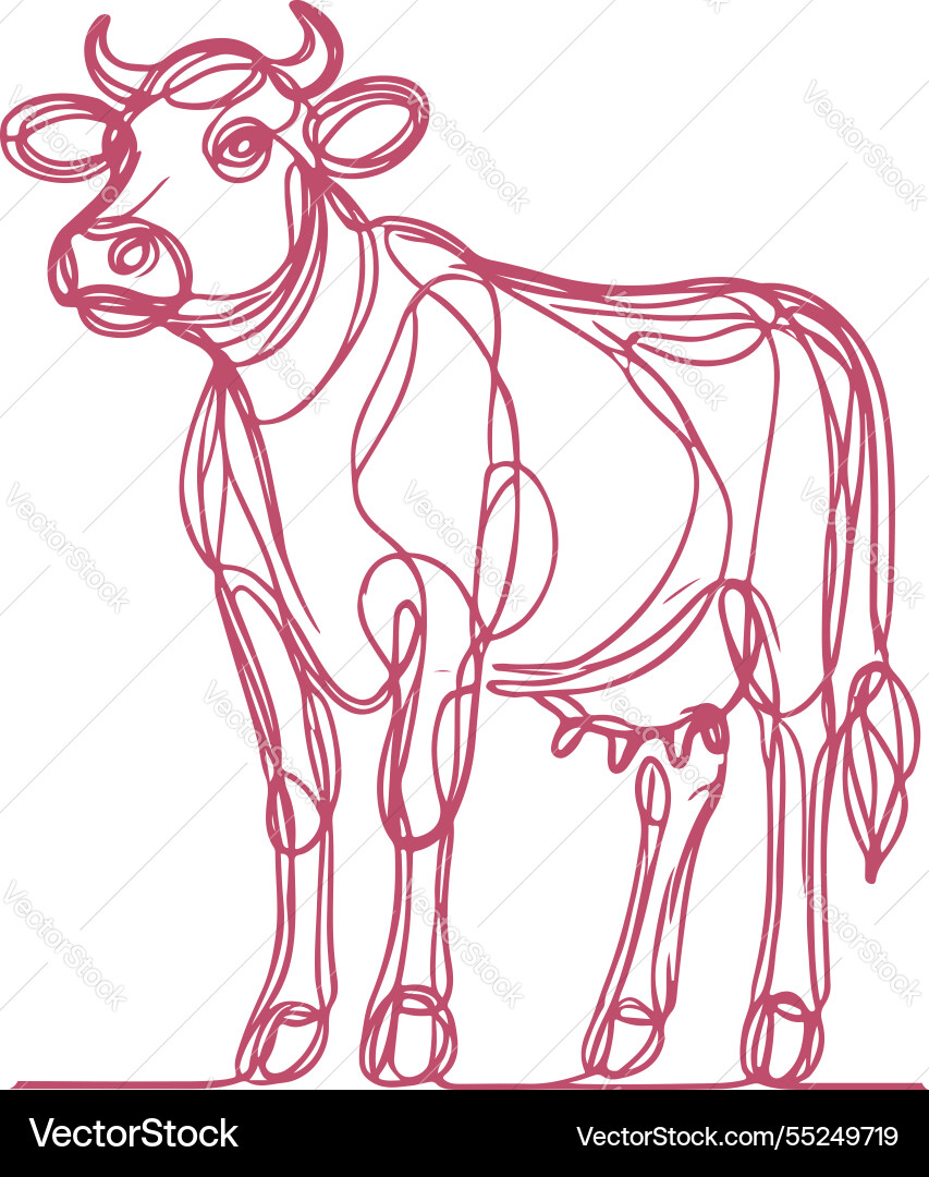 Minimalistic line art of a cow in simple abstract Minimalistic line art of a cow in simple abstract Vector Image