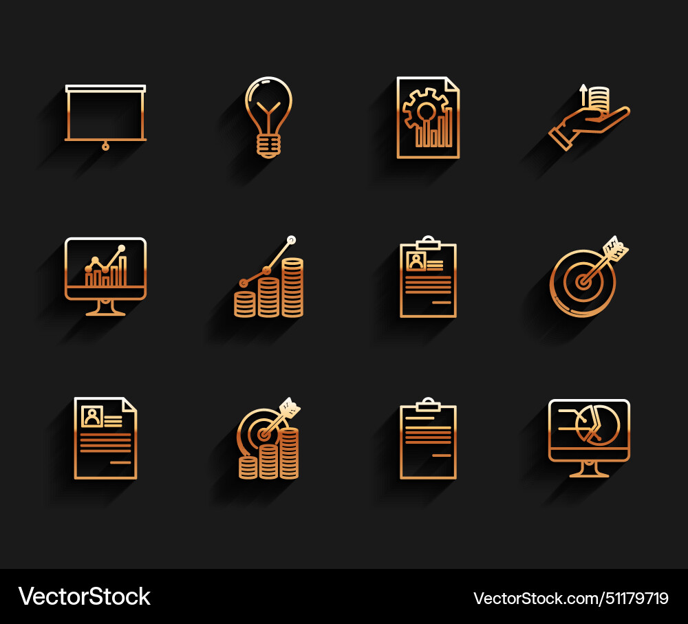 Set line resume target with coin symbol Set line resume target with coin symbol vector image