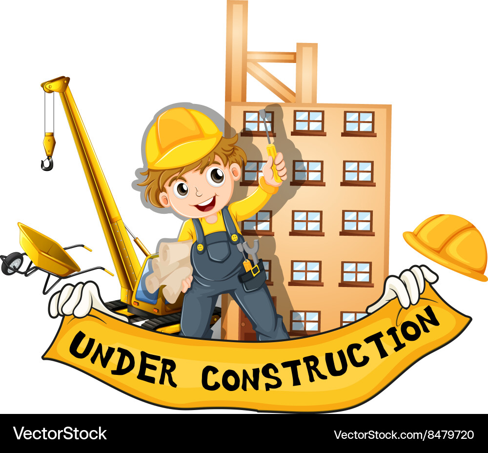 Construction Worker at Building Site Vector Image