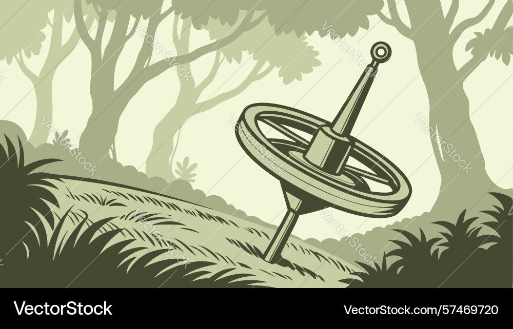 Gyroscope in forest clearing mysterious object Vector Image