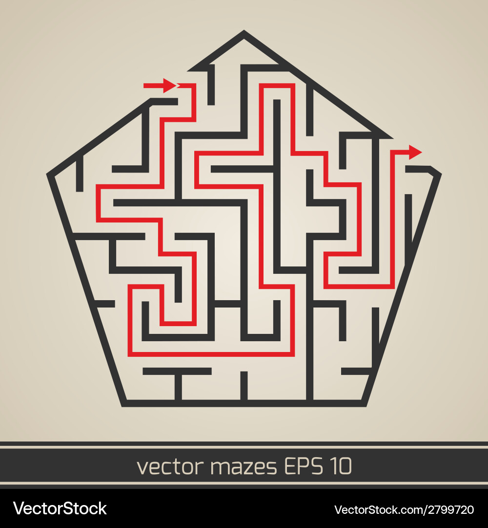 Maze labyrinth with solution vector image