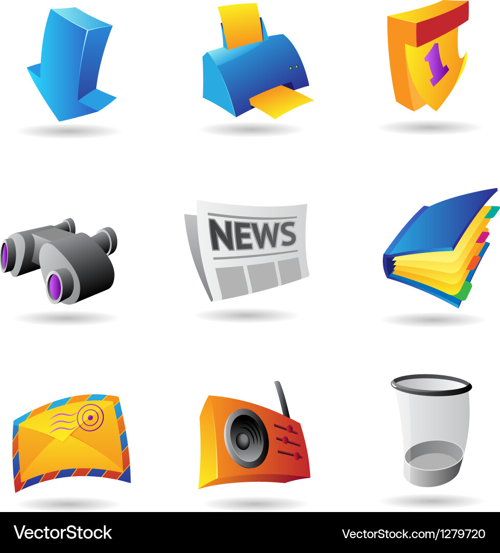 Modern Computer Icons Set Vector Image