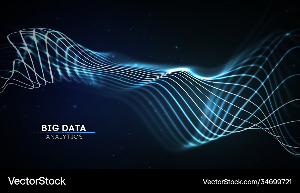 Big data wave on dark background futuristic cyber Big data wave on dark background futuristic cyber vector image