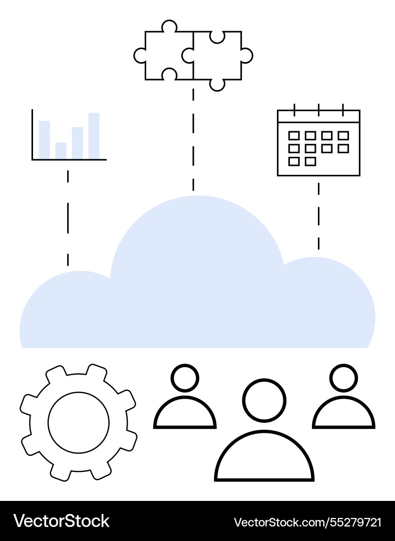 Cloud computing with collaboration tools Cloud computing with collaboration tools vector image