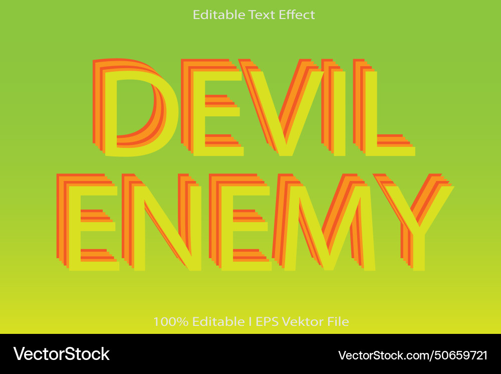 Devil enemy editable text effect Vector Image