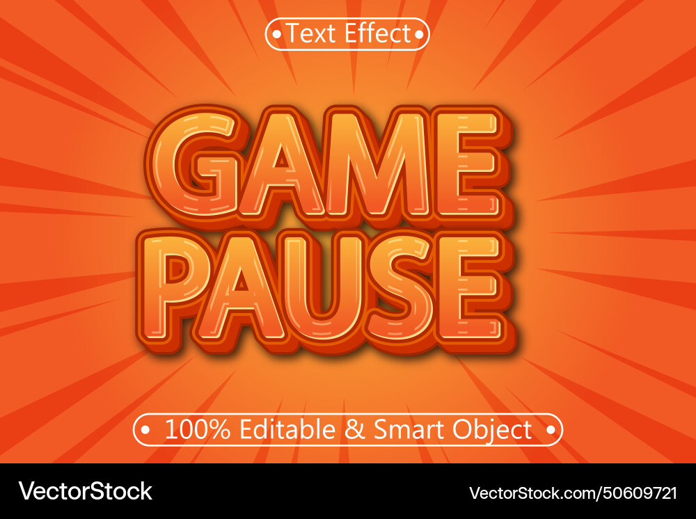 Game pause editable text effect 3 dimension Game pause editable text effect 3 dimension vector image
