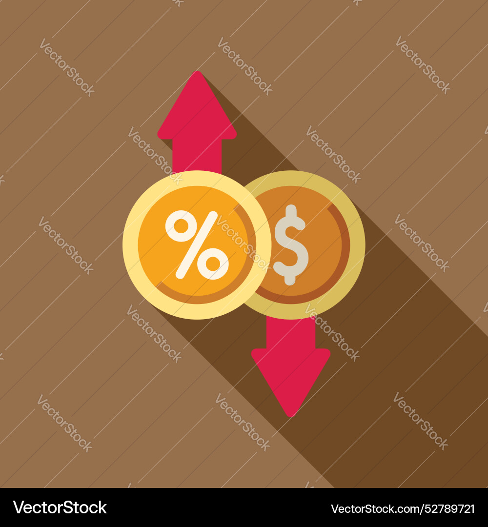 Interest rate increasing while dollar value Vector Image