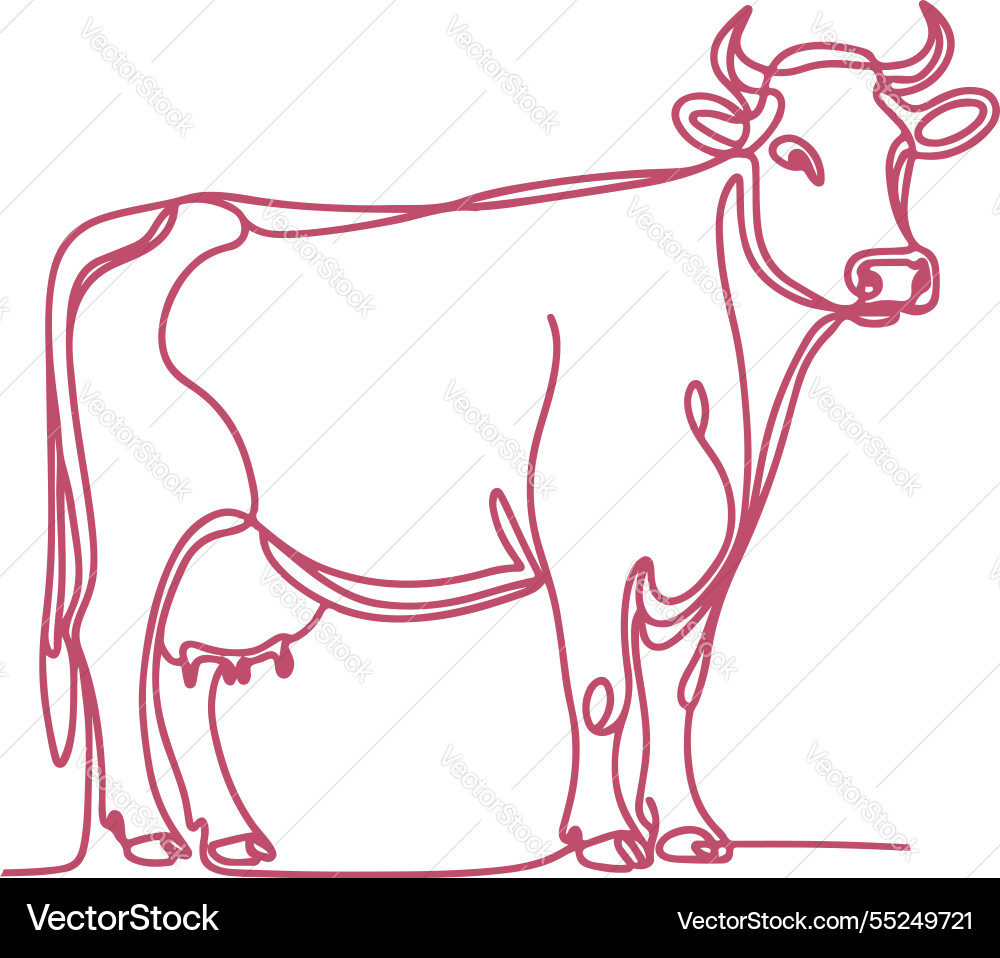 Line art of a cow in minimalistic style Vector Image