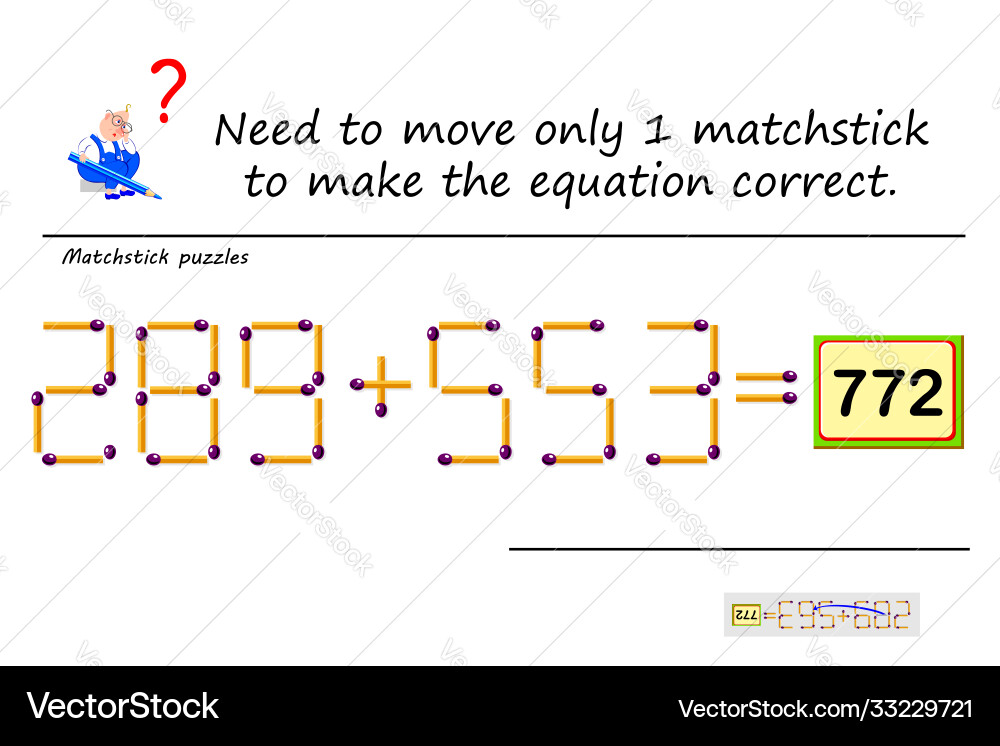 Math Matchstick Puzzle - Logic Game vector image