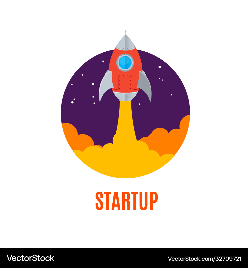 Rocket Ship Startup Konzept Banner flaches Design Rocket Ship Startup Konzept Banner flaches Design vektorbild