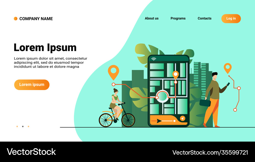 Tiny people using mobile application with map Vector Image