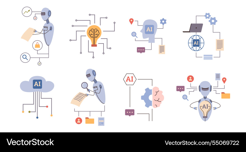 Ai technical systems and chat bot assistant Ai technical systems and chat bot assistant vector image