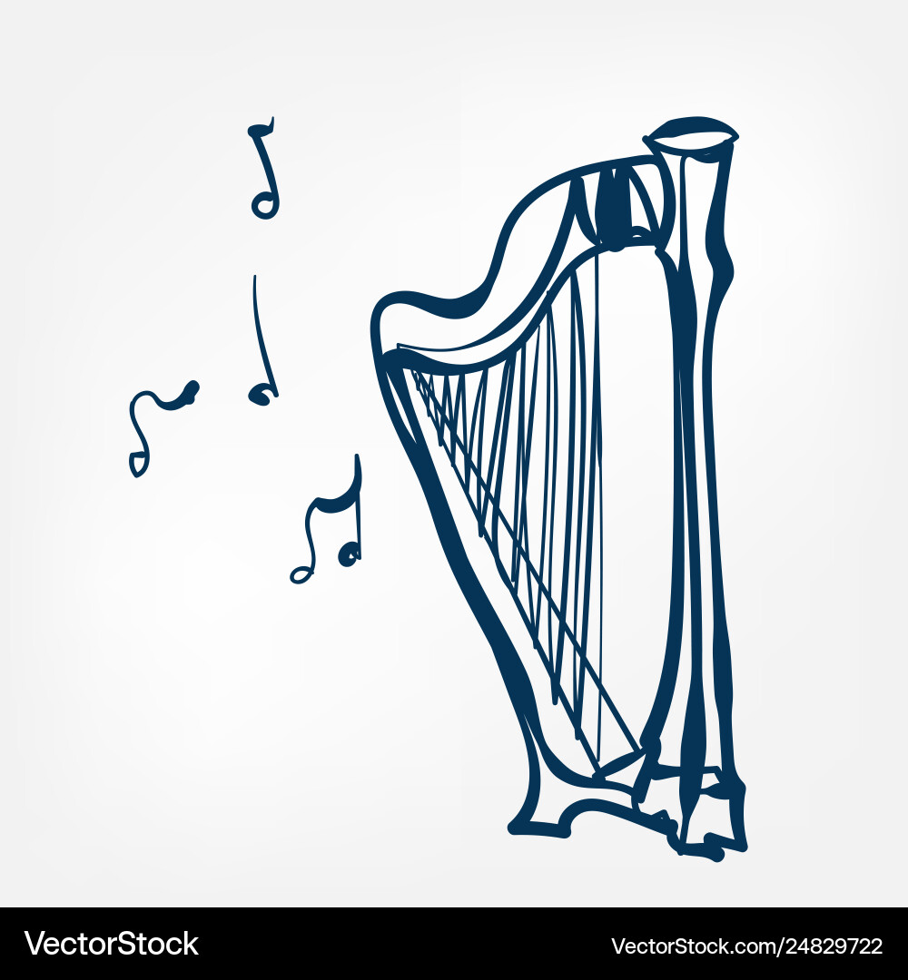 Harp Sketch - Isolated Element vector image