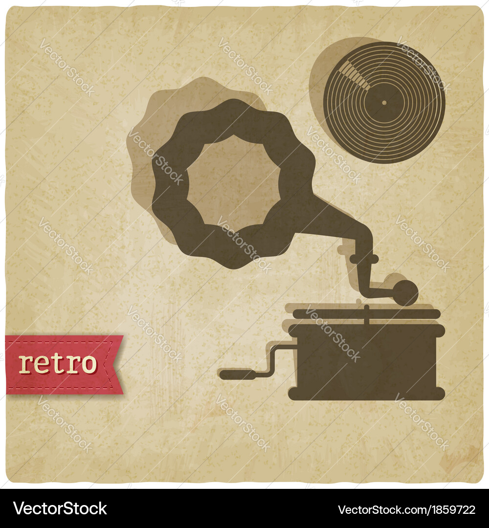 Old background with gramophone and record Vector Image