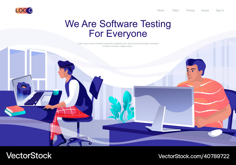 Software testing concept isometric landing page Software testing concept isometric landing page vector image