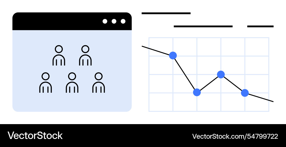 Team collaboration and data analysis with line Vector Image
