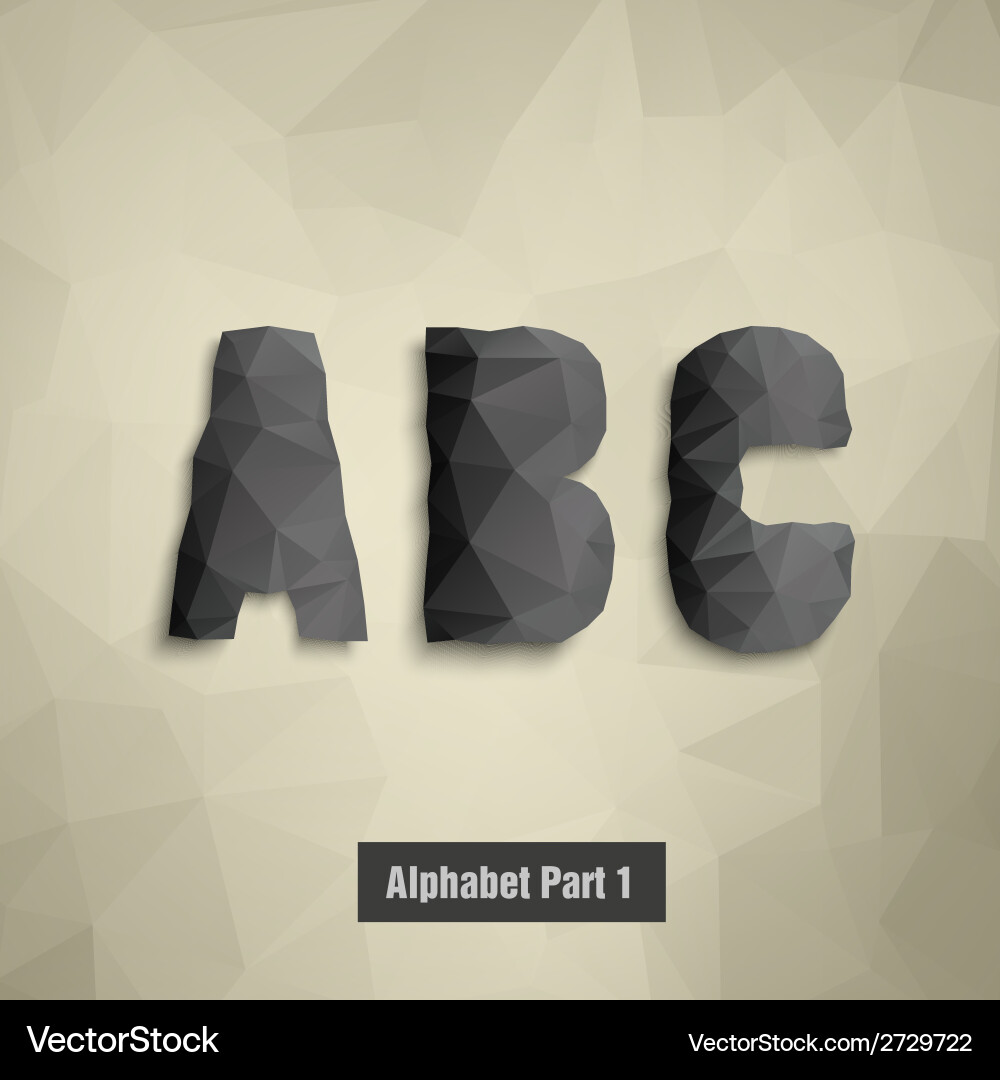 Triangular dark alphabet a b c Vector Image