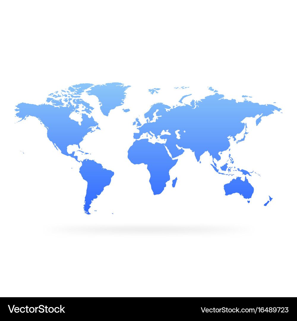 Blue gradient world map blank globe Royalty Free Vector