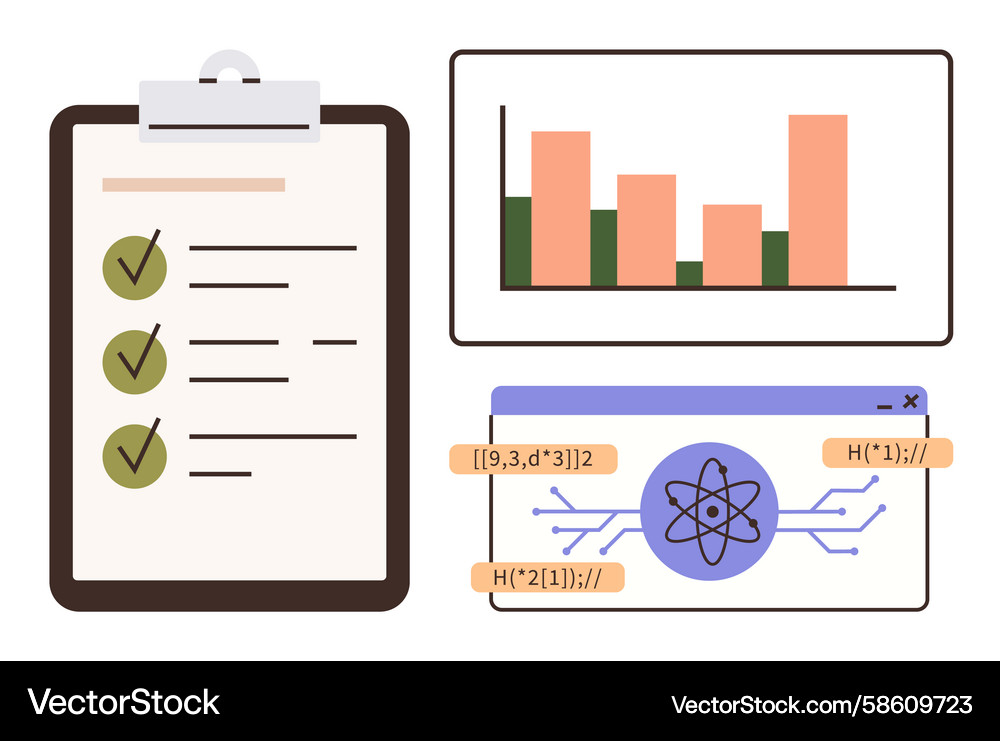 Data analysis and evaluation with checklist bar Vector Image