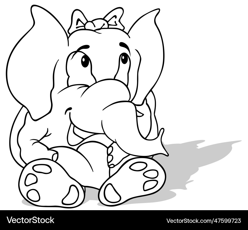 Drawing of a sitting elephant holding heart Vector Image