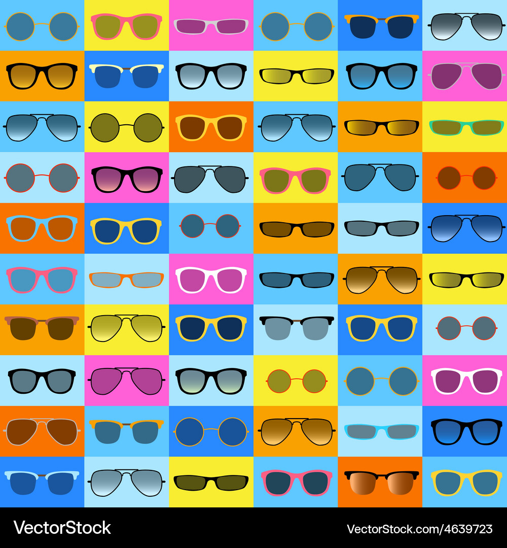 Glasses pattern on color background Vector Image
