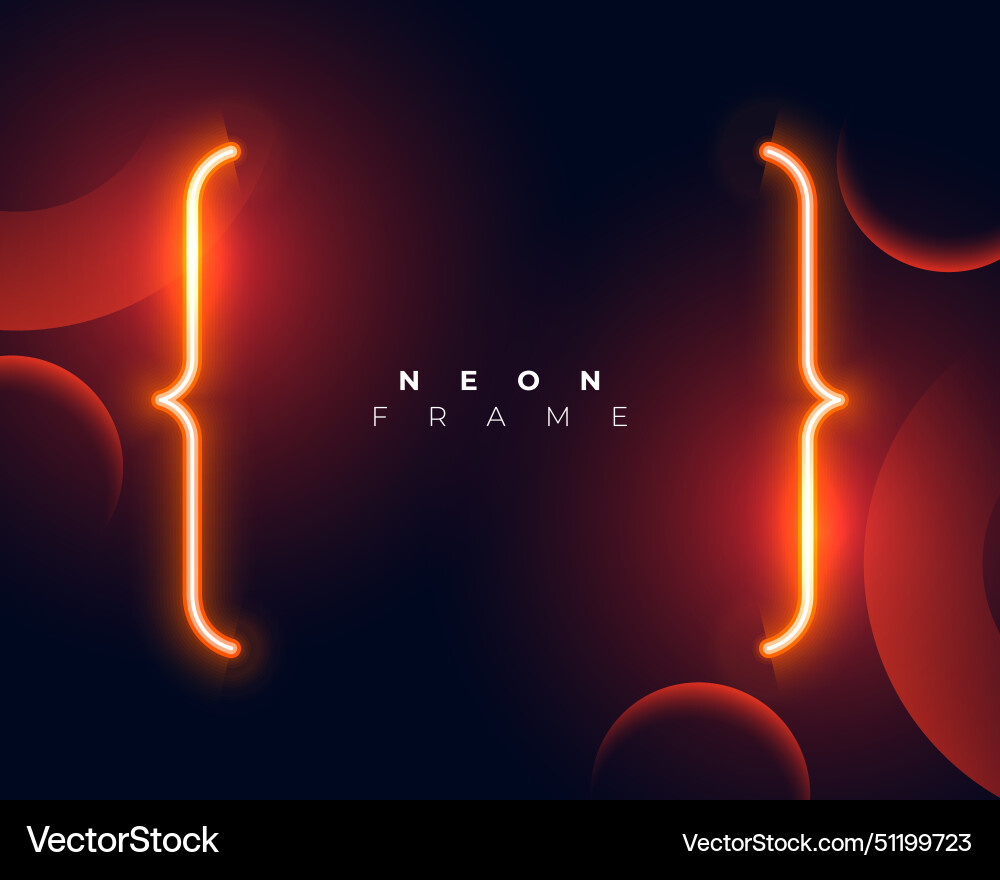 Glowing orange color neon bracket with empty space Vector Image