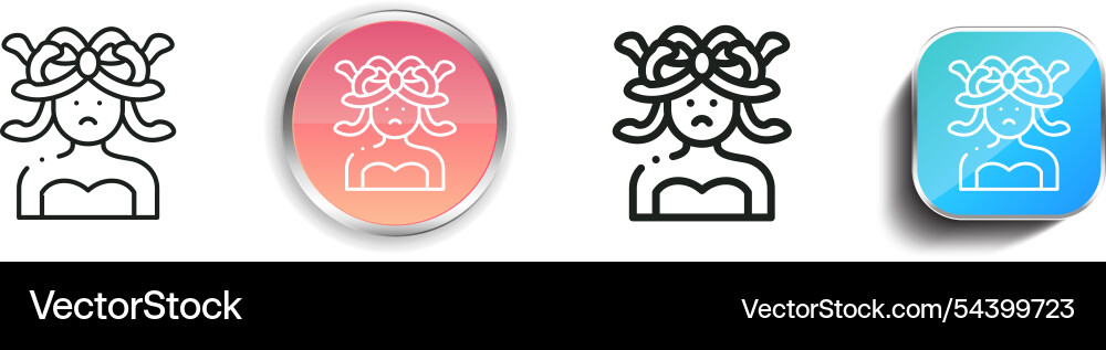 Gorgons icon thin linear regular and button style Gorgons icon thin linear regular and button style vector image