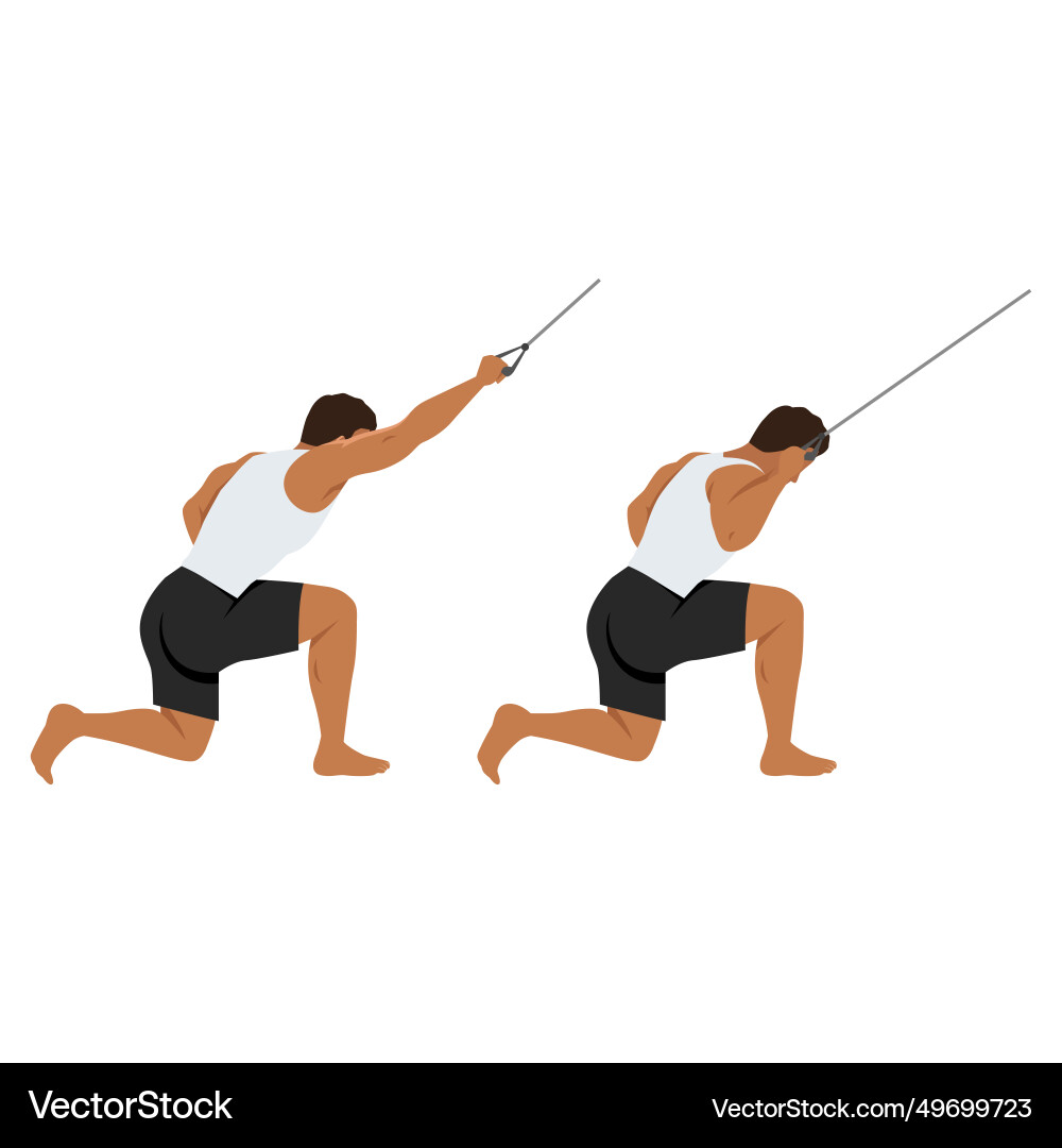 Man doing half kneeling lat pulldown exercise one Man doing half kneeling lat pulldown exercise one vector image