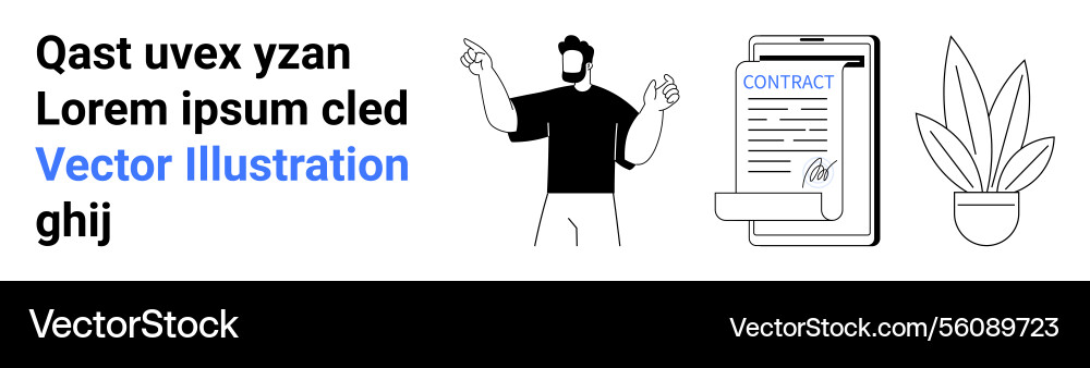 Man pointing towards a contract document Man pointing towards a contract document vector image