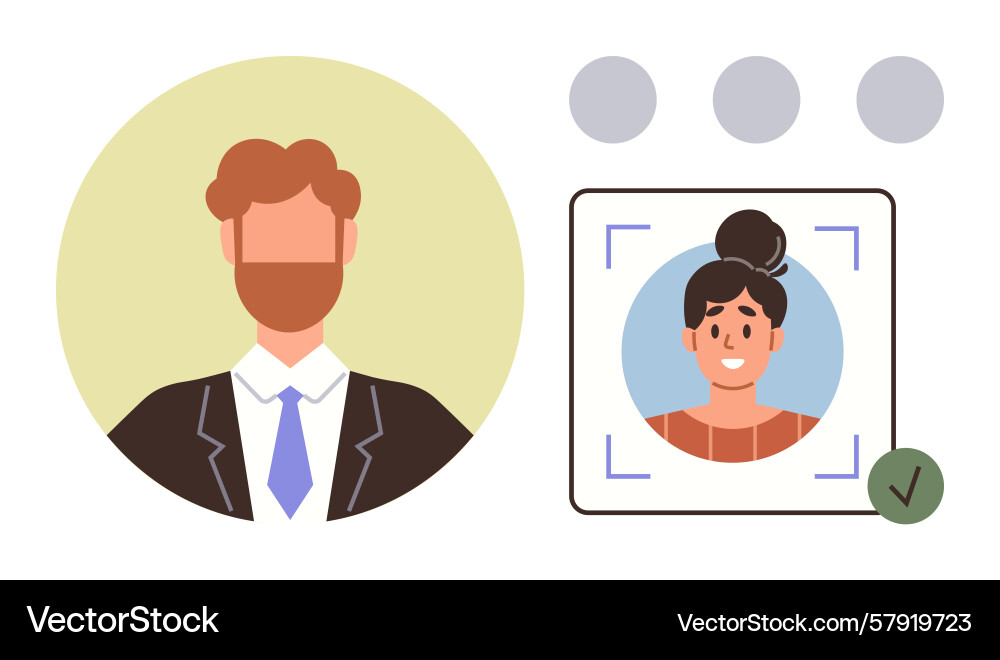 Profile verification process with approved user Profile verification process with approved user Vector Image