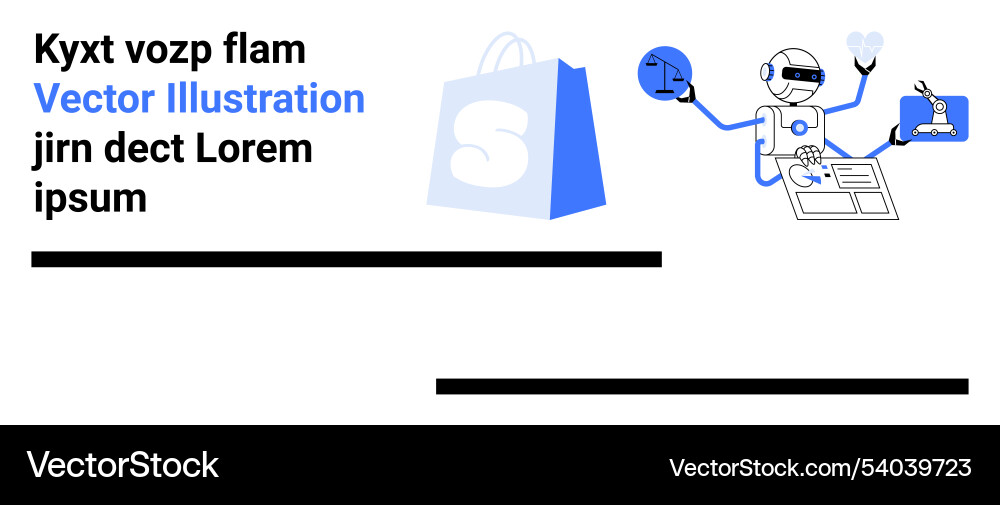 Robot performing multiple tasks with shopping bag Robot performing multiple tasks with shopping bag vector image