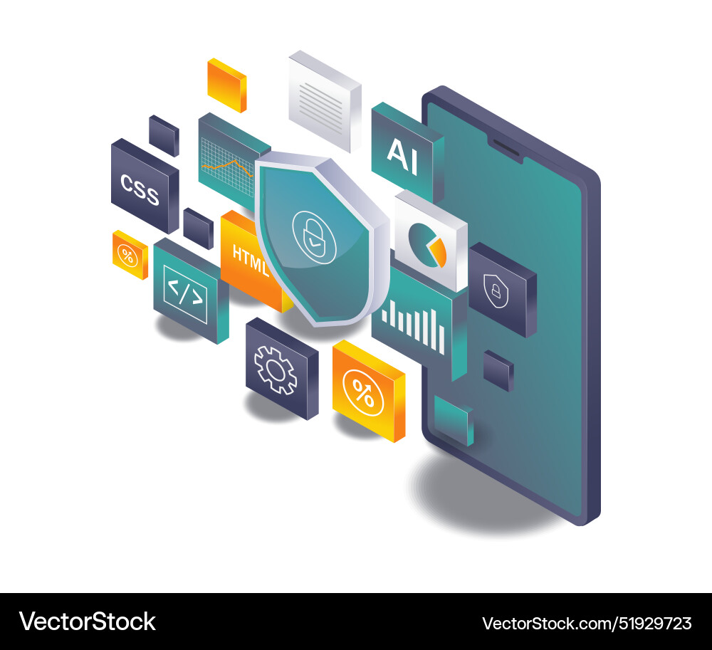 Smartphone app security and programming language Smartphone app security and programming language vector image