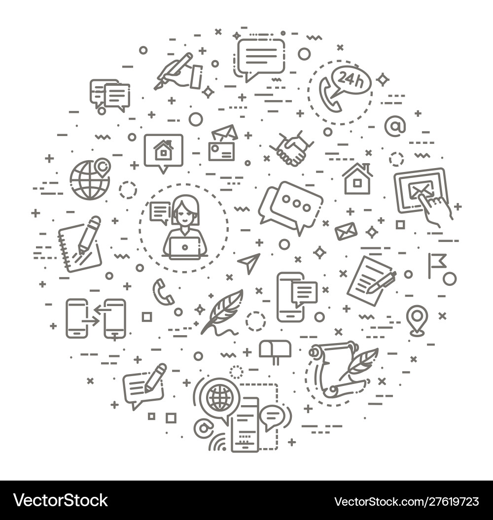 Thin lines web icons set contact us vector image