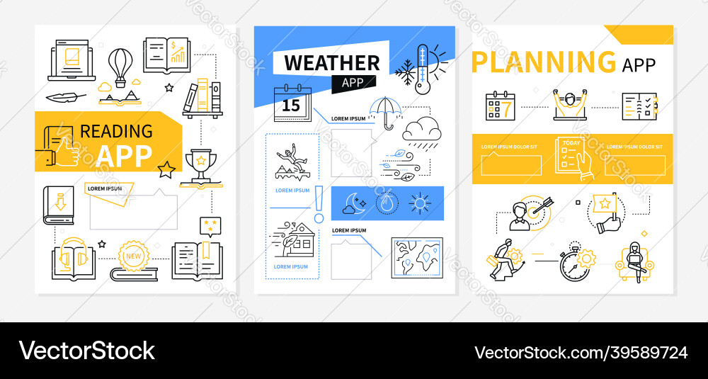 Applications for life - set of line design style Applications for life - set of line design style Vector Image