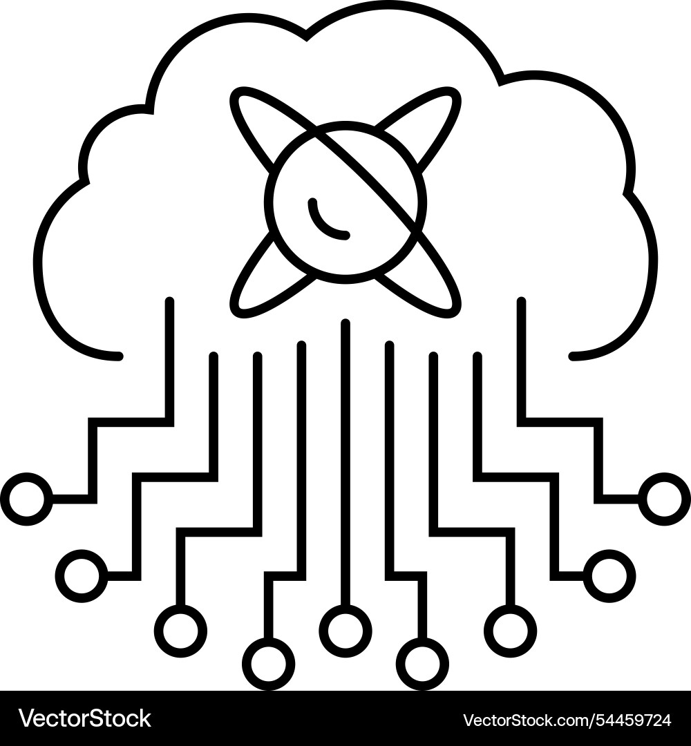 Cloud computin quantum technology line icon Vector Image