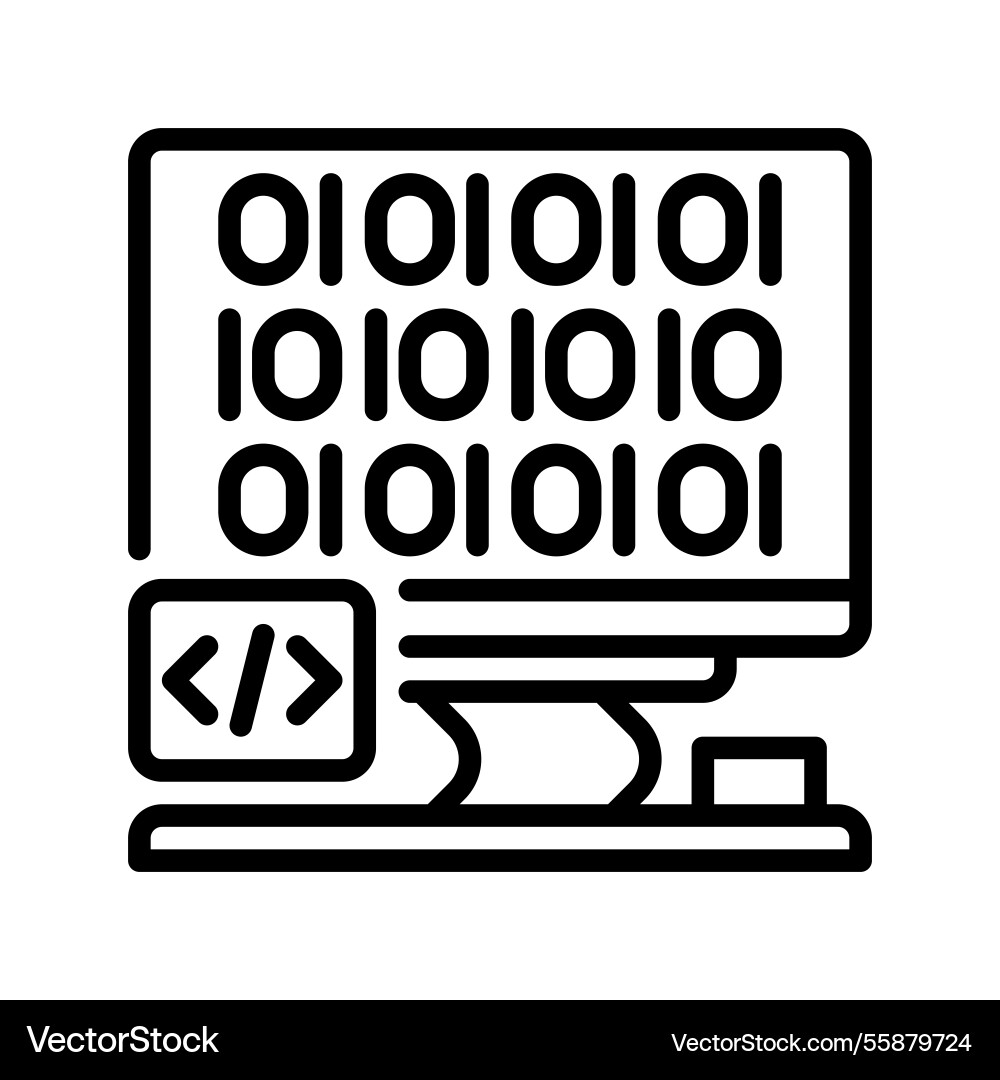 Dekstop computer with code line icon universal Dekstop computer with code line icon universal vector image