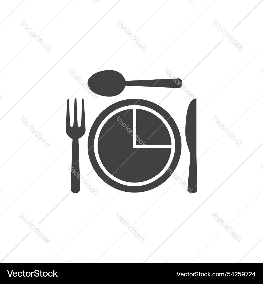 Minimalistic dining icon with pie chart Vector Image