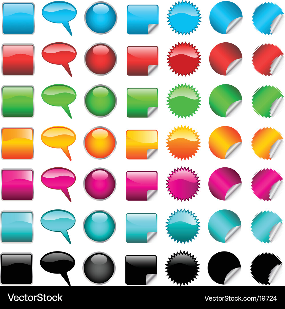 Modern Icon Set - Glossy Style vector image