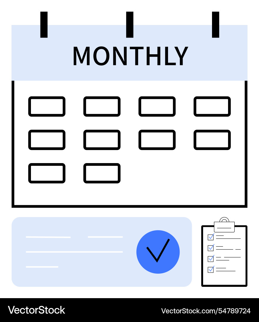 Modern monthly calendar with checklist and notes Vector Image