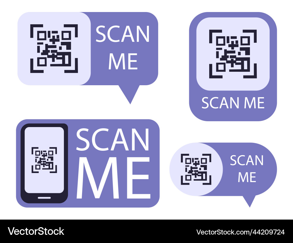 QR Code Payment Scan Me Labels vector image